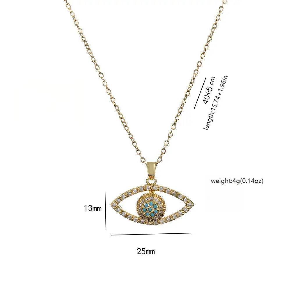 Evil Eye Necklace for Women, Turkish Nazar Pendant with Zircon, Stainless Steel Lucky Protection Necklaces Fashion Jewelry Gift