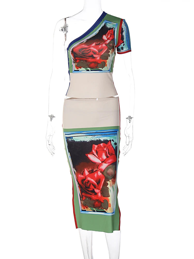 Two Piece Matching Sets Women 2033 Summer Crop Tops Midi Skirt  Vacation Outfits Streetwear Wholesale Items For Business