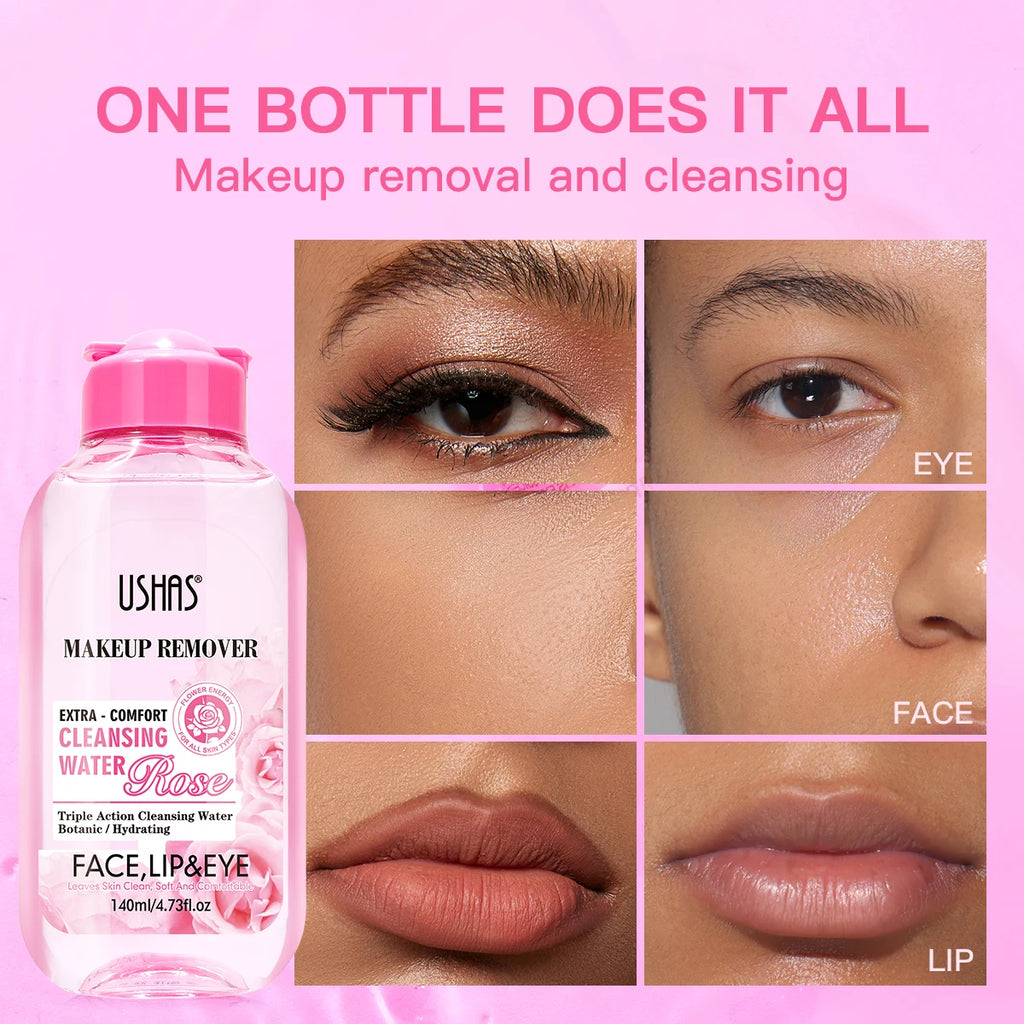USHAS Makeup Remover Cleaning Water Moisturizing Gentle Soothing Sensitive Facial Makeup Remover Soft Makeup Remover