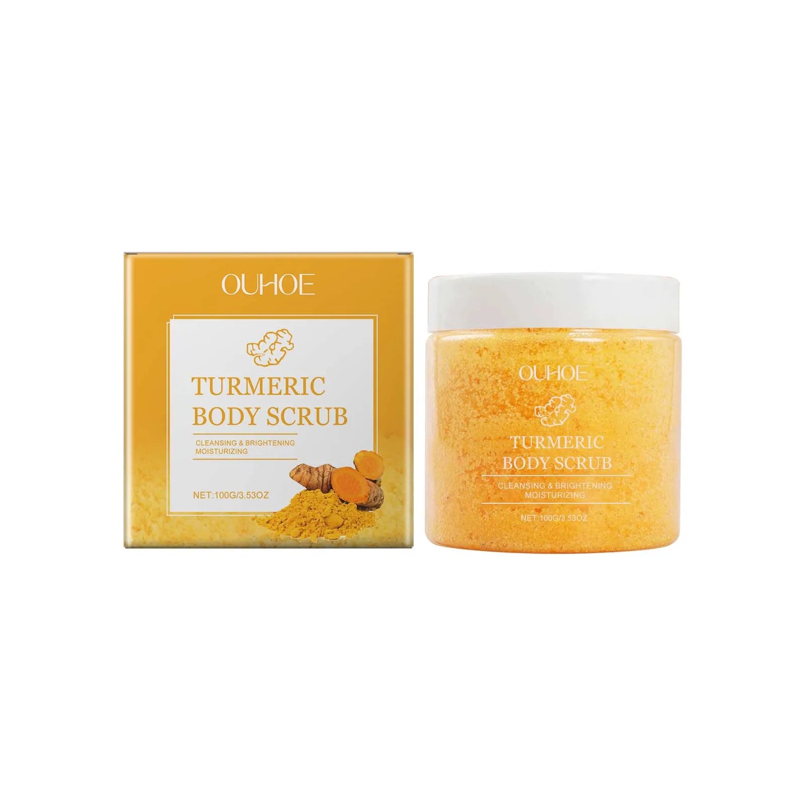 Turmeric Body Scrub Soften Cutin Smooth Skin Moisturizing Brightening Sea Salt Exfoliating Pore Cleaning Lighten Dark Spots Acne