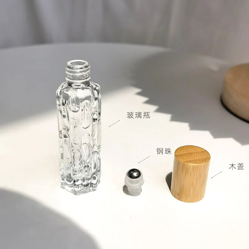10ml Portable Thick Glass Roller Essential Oil Perfume Bottles Travel Refillable Rollerball Vial Travel Roll On Bottles Vials