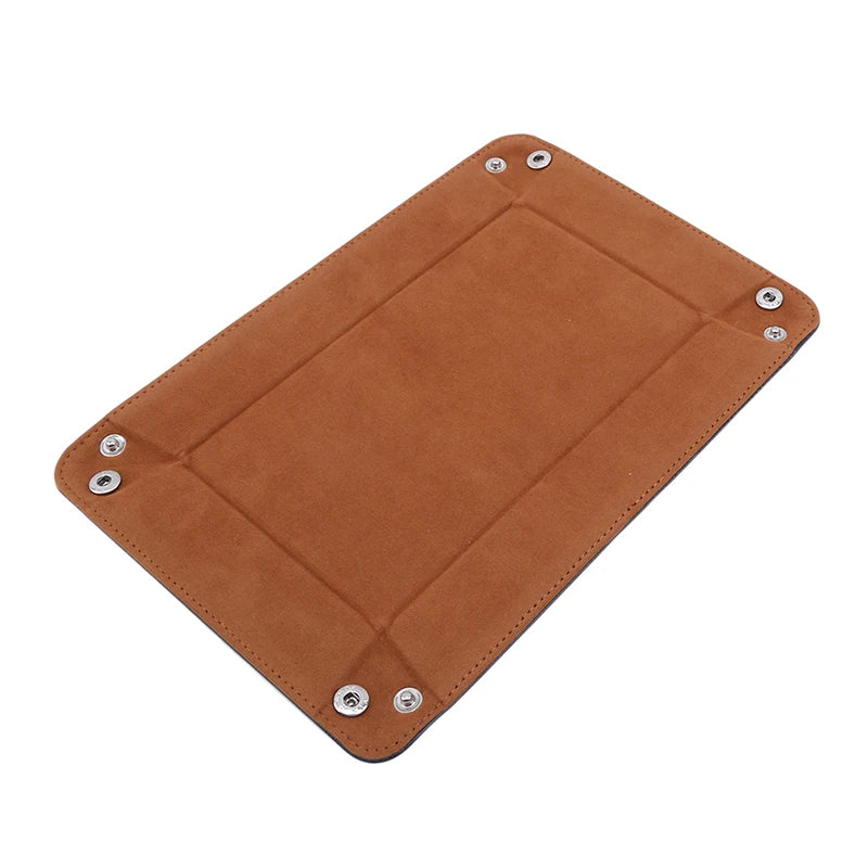 Earrings, Necklaces, Bracelets Jewelry Storage Tray Table Games Key Wallet Coin Trays Sundries Tray PU Leather Folding Dice Tray