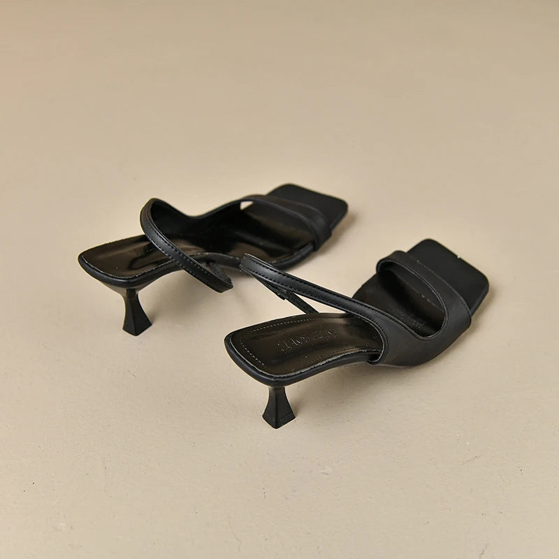 Women's Summer New Fashion Square Toe Simple Solid Color Sandals Outdoor Open Toe Casual Banquet Party Women's Sandals