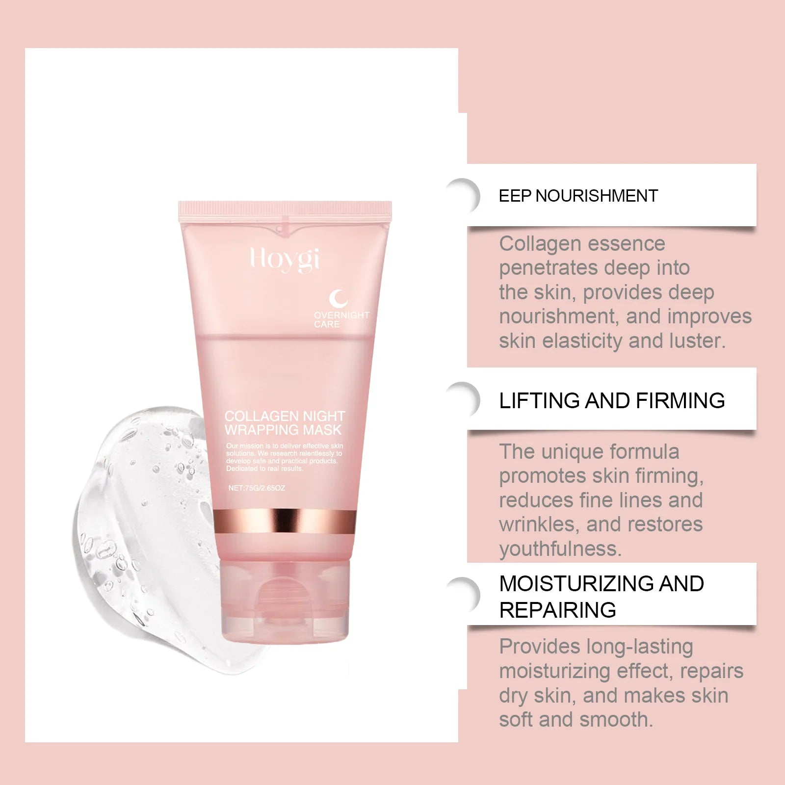 Deep Collagen Mask Peel Off Mask Anti Wrinkle Lifting Face Skin Care Masks Bio Pack Night Wrapping Woman Overnight Skin Hydrates