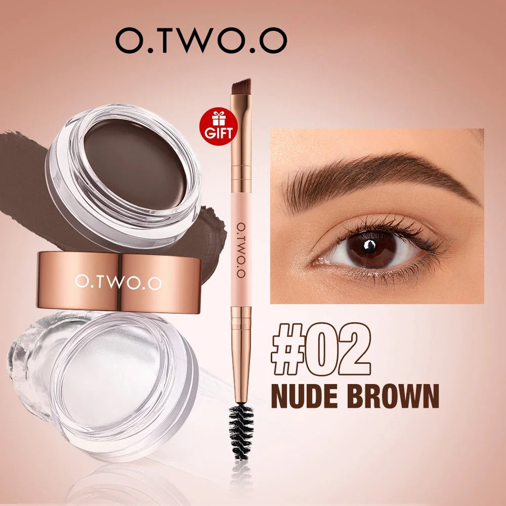 O.TWO.O Eyebrow Pomade 2-in-1 Brow Gel Wax Waterproof Long Lasting Creamy Texture Eye Brow Tint Enhancer Cosmetic Makeup