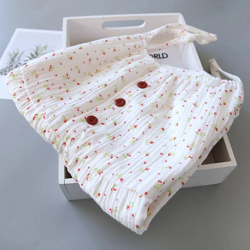Summer Cotton Dresses Women 100% Crepe Nightgowns Ladies Gauze Comfortable Nightdress Suspenders Sleepwear For Women Home Wear