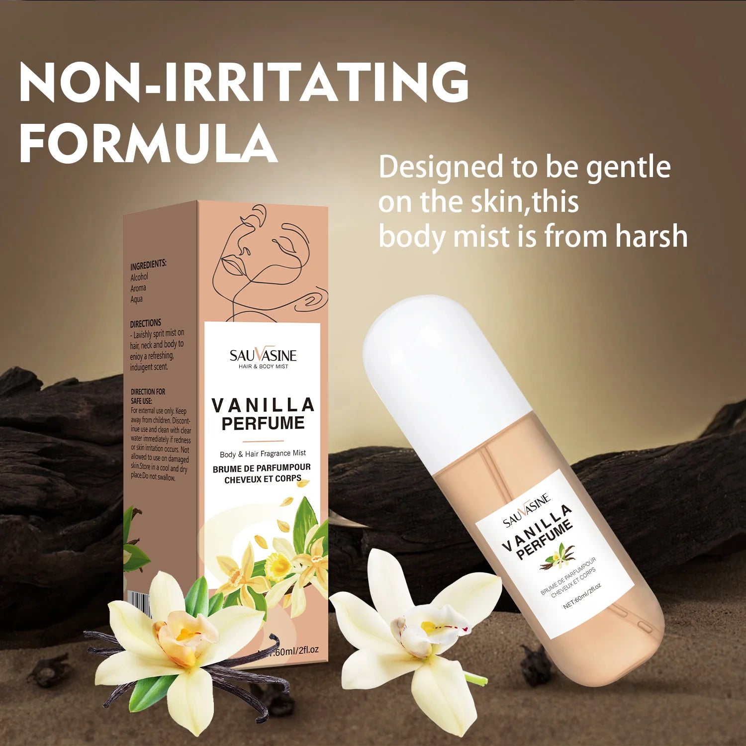 2.03Fl Oz Vanilla Body Mist Vanilla Hair and Body Perfume Mist for Women & Men Long-Lasting Fragrance Body Spray for Gifts