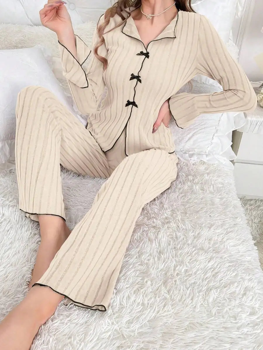 Pajama Set Pantsuit Women's Pajamas Summer Pajamas Long Sleeve Homewear & Casual Wear Women's Pajama Set Women's Loungewear