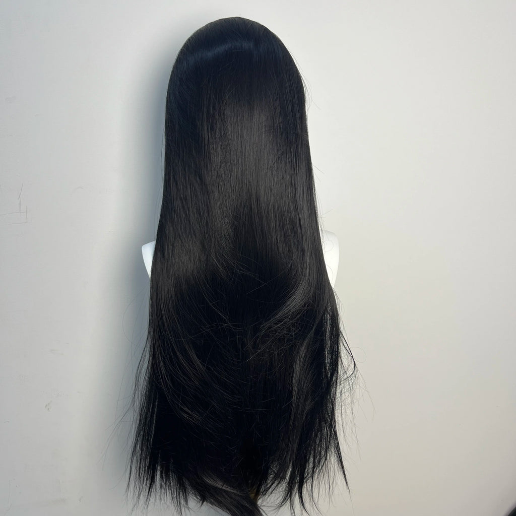 360 Lace Black Wig for Women 26inch Long Straight Hair Wigs High Quality 1B Black Synthetic Lace Wigs For Cosplay Daily Use