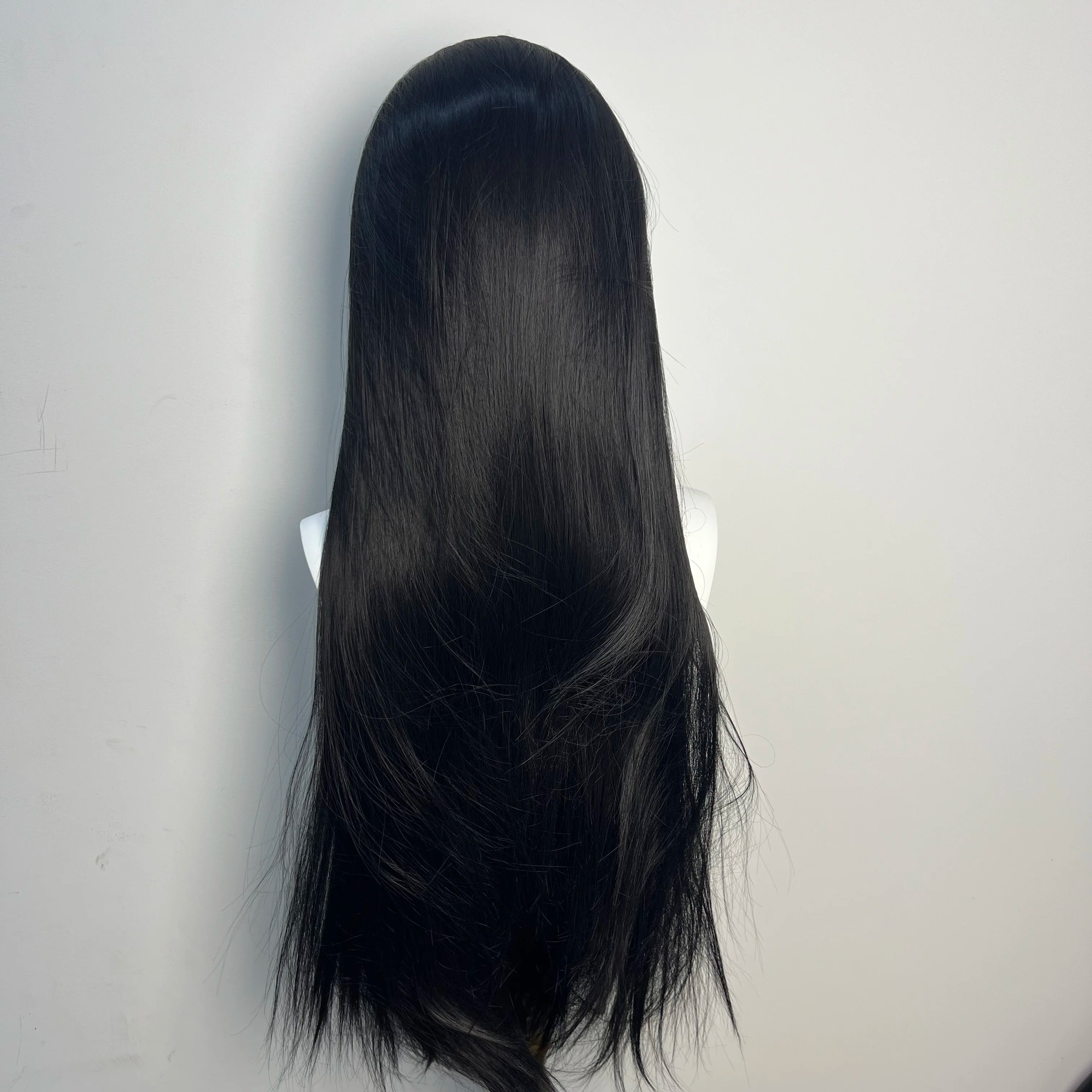 360 Lace Black Wig for Women 26inch Long Straight Hair Wigs High Quality 1B Black Synthetic Lace Wigs For Cosplay Daily Use