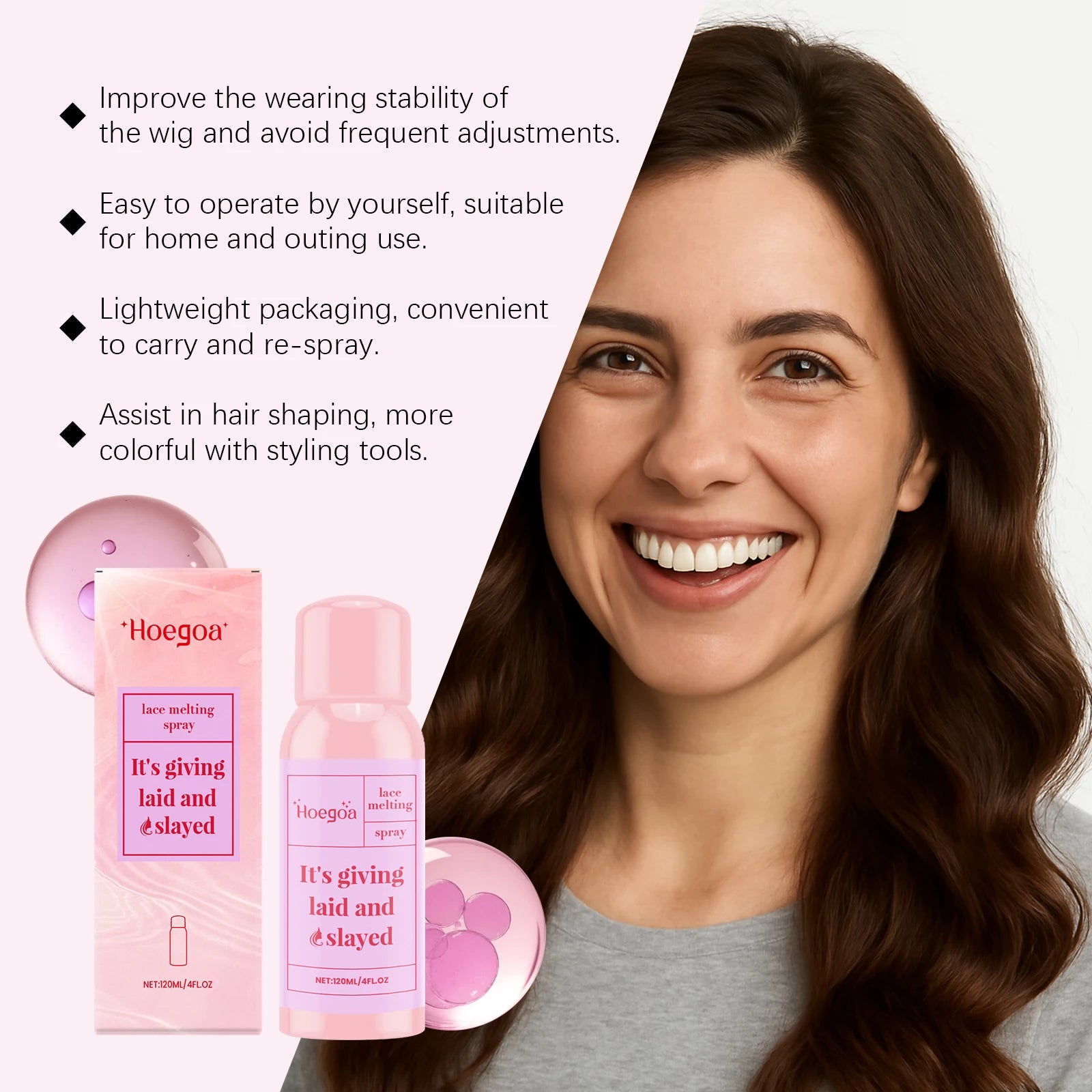 Wig Adhesive Spray Water-Resistant Easy To Use For Lace Front Wig Gentle Formula Easy Removal Strong Invisible Lace Glue Spray