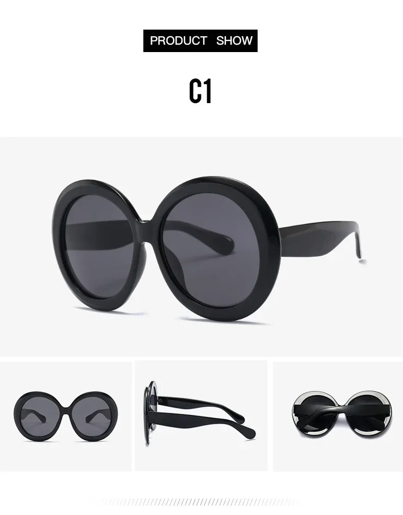 Oversized Round Sunglasses Women Men Luxury Brand Big Frame Sun Glasses Goggles Large Shades Unisex Riding Eyeglasses