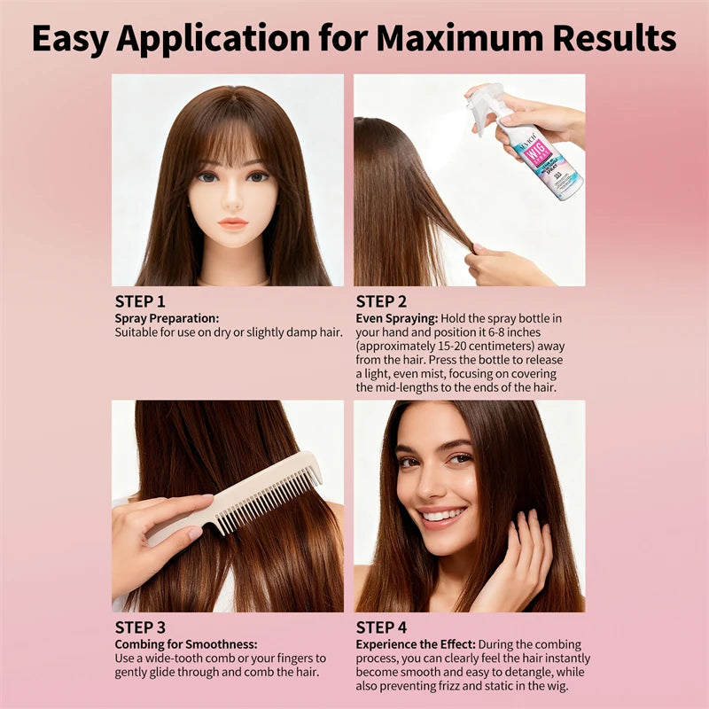 Leave-In Hair Conditioner Spray for Wig Collagen Keratin Hair Cream Smoothing Shiny Anti-Frizz Wig Detangler Spray Hair Care