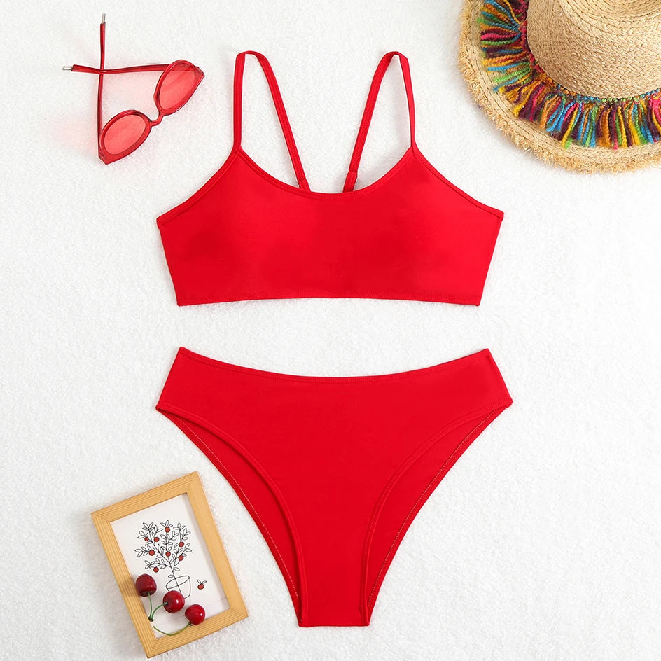Sexy Woman Swimsuits 2026 Summer Swimwear Women's Bikinis for Female Two Pieces Beach Wear Solid Color Bikinis Set Bathing Suit