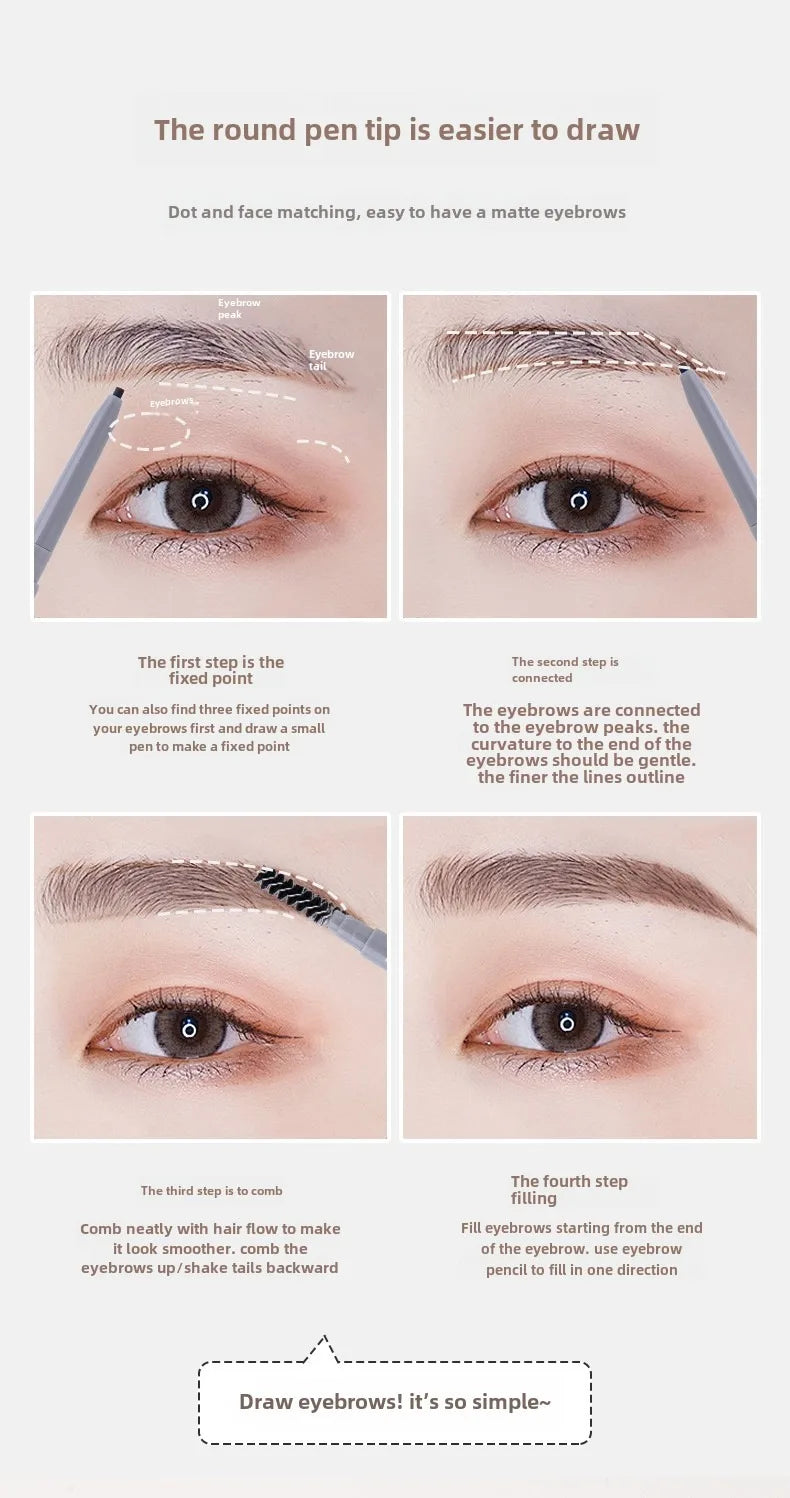 Double-headed eyebrow pencil, long-lasting and non-smudged fine-headed eyebrow pencil for students with exquisite eye makeup