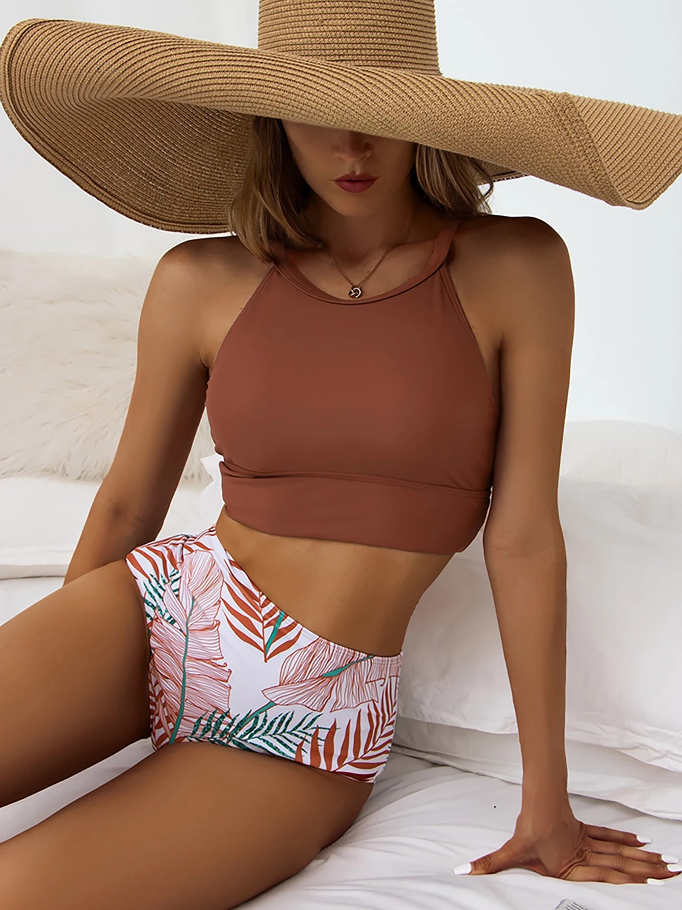 High Waist Bikini 2025 Swimsuit Woman High Neck Swimwear Female 2 Pieces Swimming for Women Bathing Suit Bikinis Sets Beach Wear