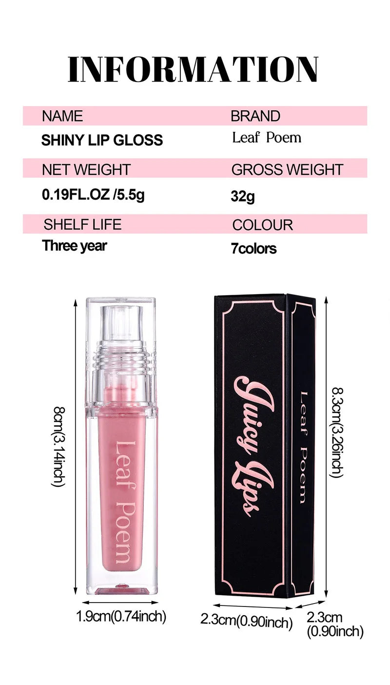 Clear Lip Gloss Makeup Hydrating Pearlescent Glitter Plumping Moisturizing Natural Pink Lip Glaze Reduce Lip Wrinkles Lips Care