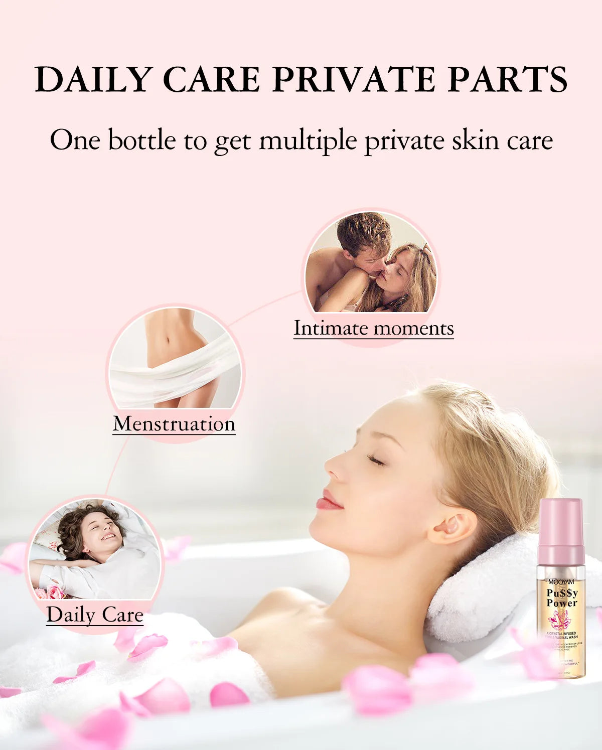 Crystal Infused Yoni And Vaginal Wash Private Clean Balanced Gently Moisturize Shower Gel, Feminine Prevent Dryness Healthy Care
