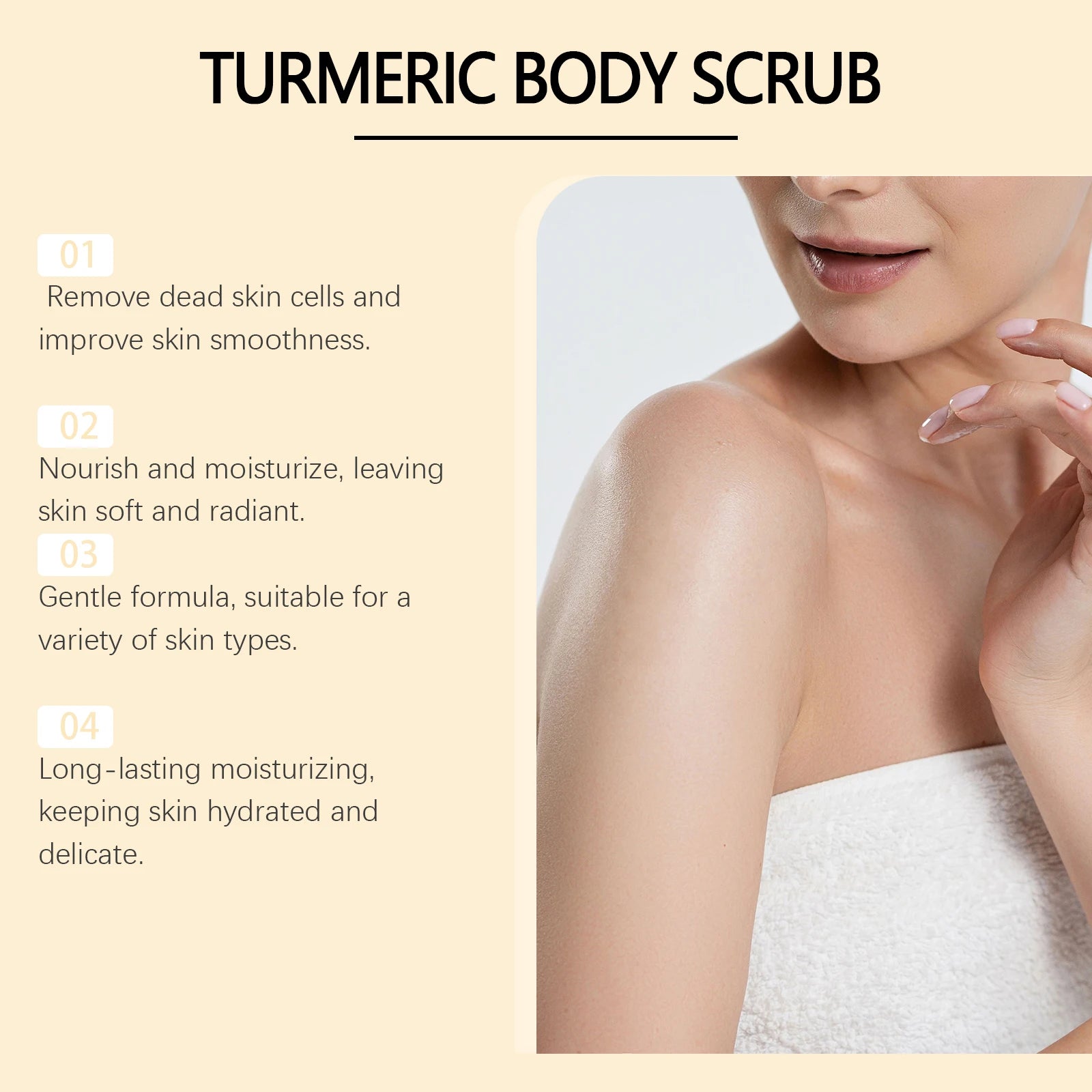 Turmeric Body Scrub Soften Cutin Smooth Skin Moisturizing Brightening Sea Salt Exfoliating Pore Cleaning Lighten Dark Spots Acne