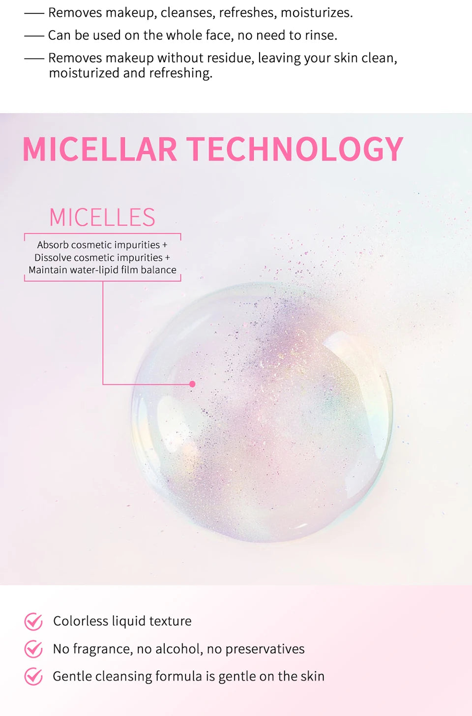 Mild Micellar Cleansing Makeup Remover Water Gentle Makeup Remover All In 1 Cleanser Rubbing Non-stimulating Korean Cosmetics
