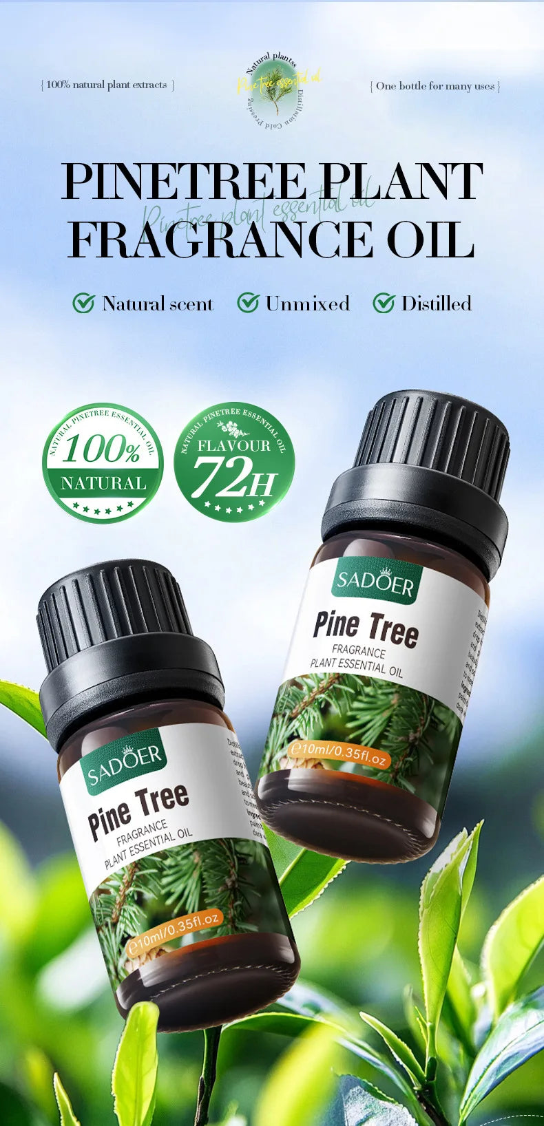 Organic Aromatherapy Essential Oils Pure Plant Oil Diffusers Humidifiers Hair Body Care Candle Making Lavender Chamomile