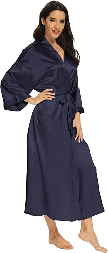 Bathrobe Women Extra Long Sleepwear Robes Silky Robe Charming Night Robe Lengthened Casual Sleepwear Robes Homewear Kimono Robe