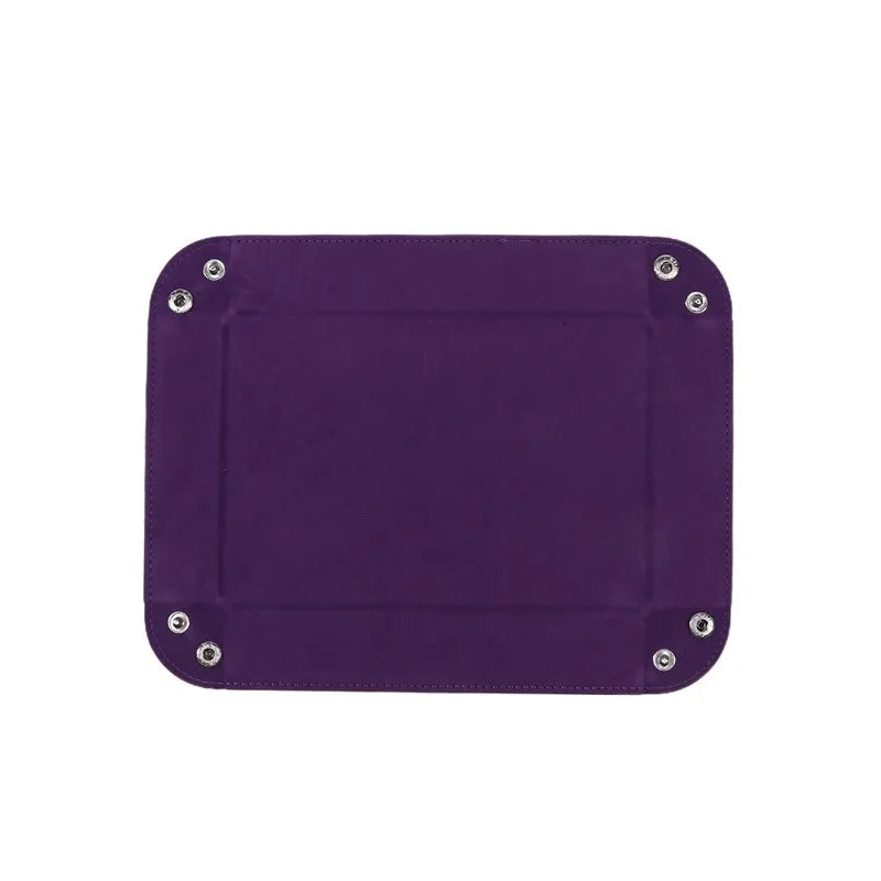 Earrings, Necklaces, Bracelets Jewelry Storage Tray Table Games Key Wallet Coin Trays Sundries Tray PU Leather Folding Dice Tray