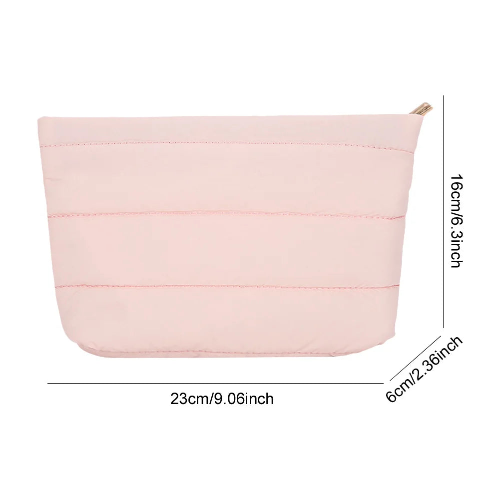 Fashion Cosmetic Bag for Women Cute Puffer Makeup Clutch Solid Toiletry Organizer Pouch Storage Pouches for Organization