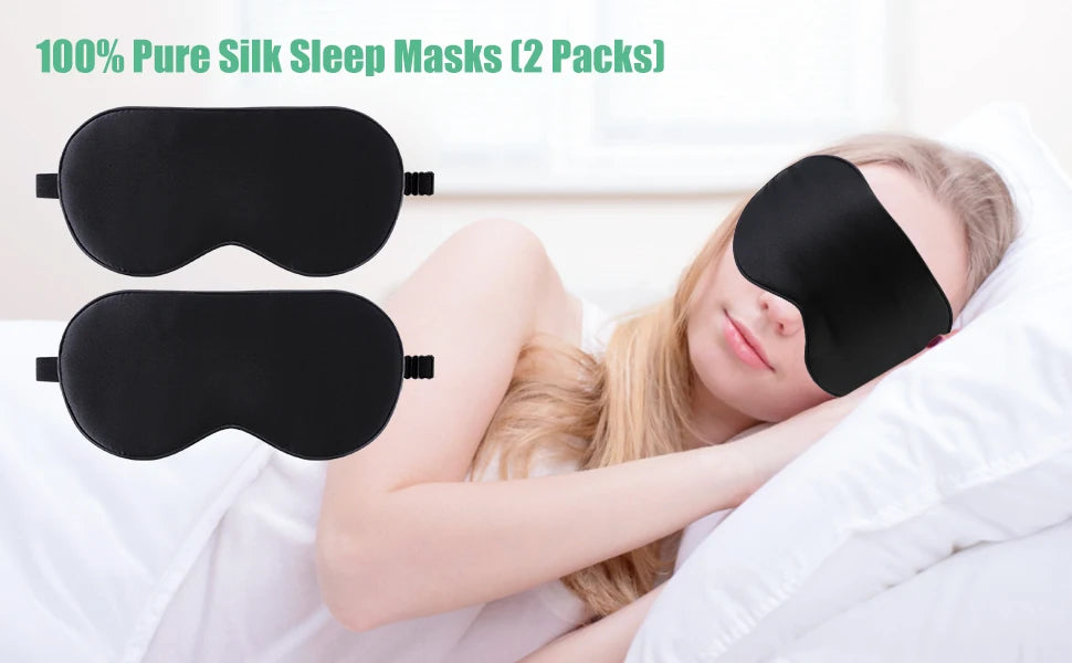 Silk Sleep Mask 100% Real Natural Pure Silk Eye Masks with Adjustable Strap for Sleeping Blocks Light Reduces Puffy Eyes Gifts