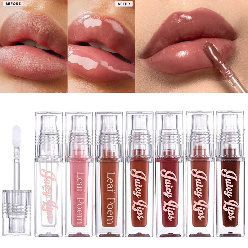 Clear Lip Gloss Makeup Hydrating Pearlescent Glitter Plumping Moisturizing Natural Pink Lip Glaze Reduce Lip Wrinkles Lips Care