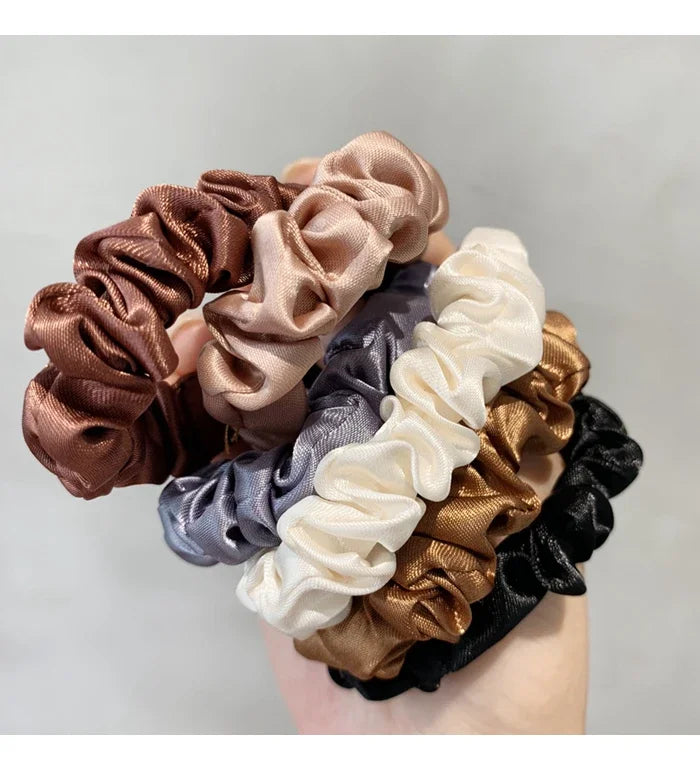 6Pcs/Set Satin Silk Hair Scrunchies for Women Girls Trendy Elastic Silk Hair Ties Solid Color Hair Accessories