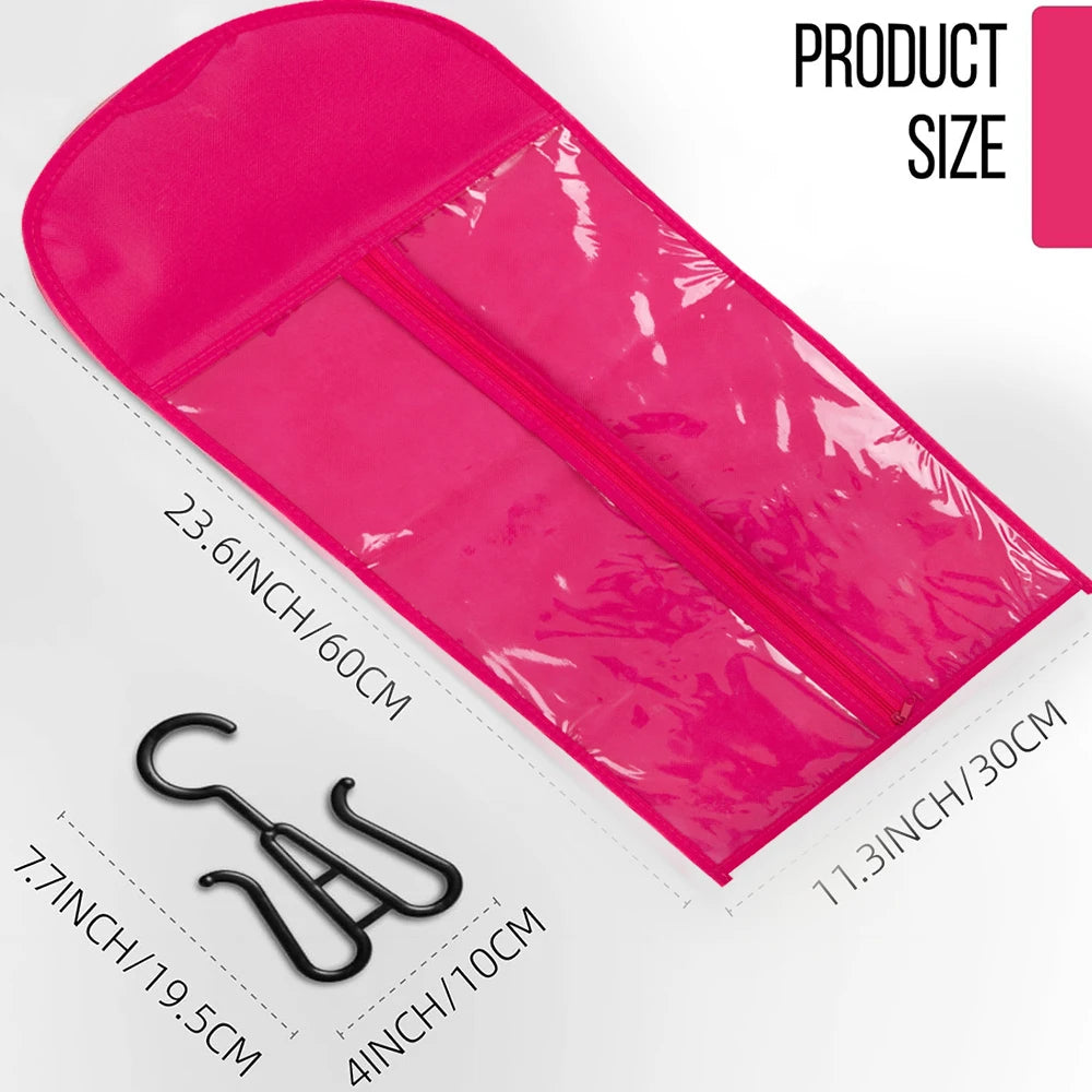 6pcs Wig Storage Bags with Hangers-Durable Hair Extension Organizer for Multiple Wigs & Accessories, Transparent Design