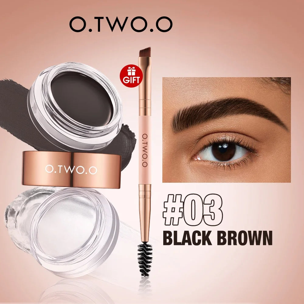 O.TWO.O Eyebrow Pomade 2-in-1 Brow Gel Wax Waterproof Long Lasting Creamy Texture Eye Brow Tint Enhancer Cosmetic Makeup