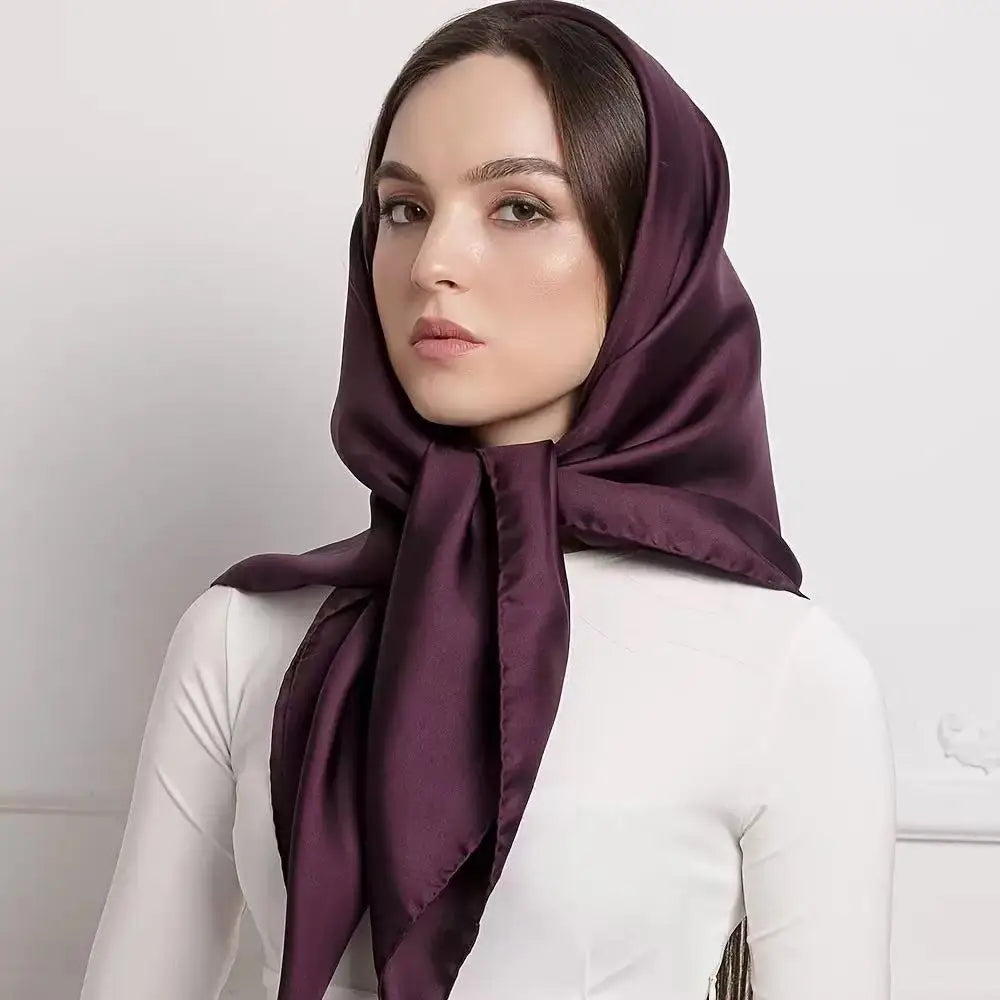90x90cm Satin Scarf for Women, Elegant Square Silk-Like Head Scarf & Neck Wrap – Classic Luxury Accessory