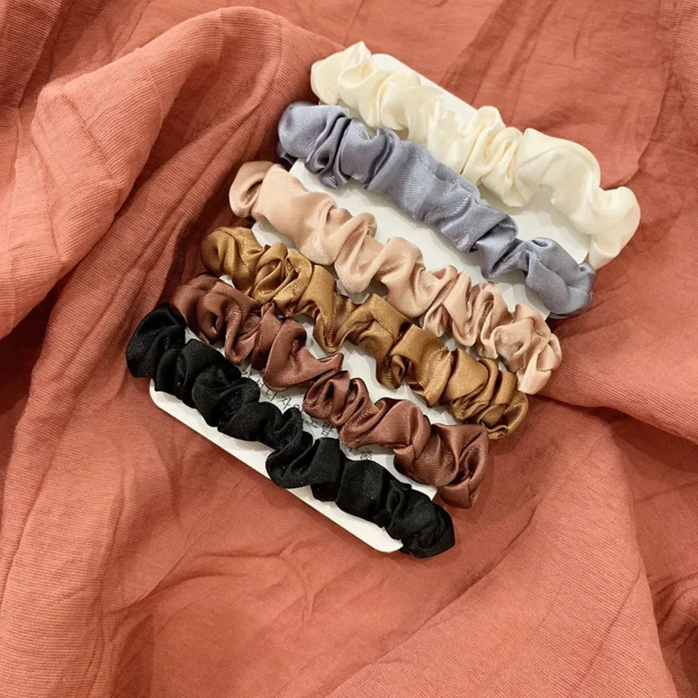 6pcs Satin Hair Scrunchies for Women Softer Than Silk Scrunchies Solid Color Hair Rope Satin Hair Ties Hair Accessories