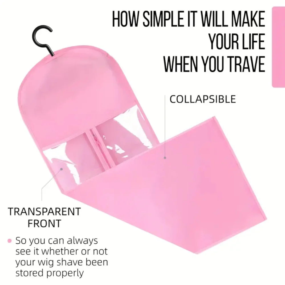 6pcs Wig Storage Bags with Hangers-Durable Hair Extension Organizer for Multiple Wigs & Accessories, Transparent Design