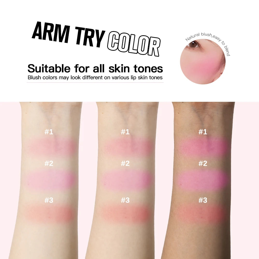 Makeup Powder Blush Waterproof And Sweat-proof High Pigment Long Lasting Pink Cream Blush Cosmetics Palette Powder Korean Makeup