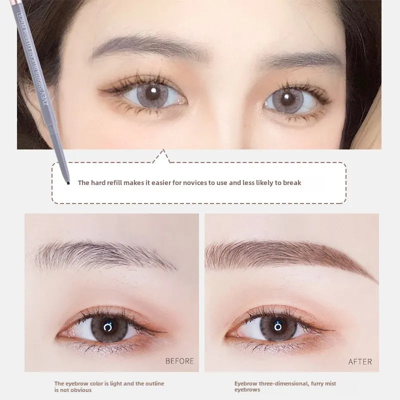 Double-headed eyebrow pencil, long-lasting and non-smudged fine-headed eyebrow pencil for students with exquisite eye makeup