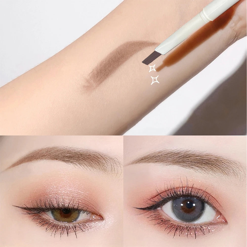 Double-ended fine-tip eyebrow pencil, waterproof, sweat-proof, smudge-proof, non-fading, natural color eyebrow pencil