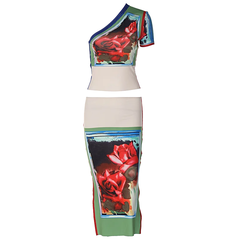 Two Piece Matching Sets Women 2033 Summer Crop Tops Midi Skirt  Vacation Outfits Streetwear Wholesale Items For Business