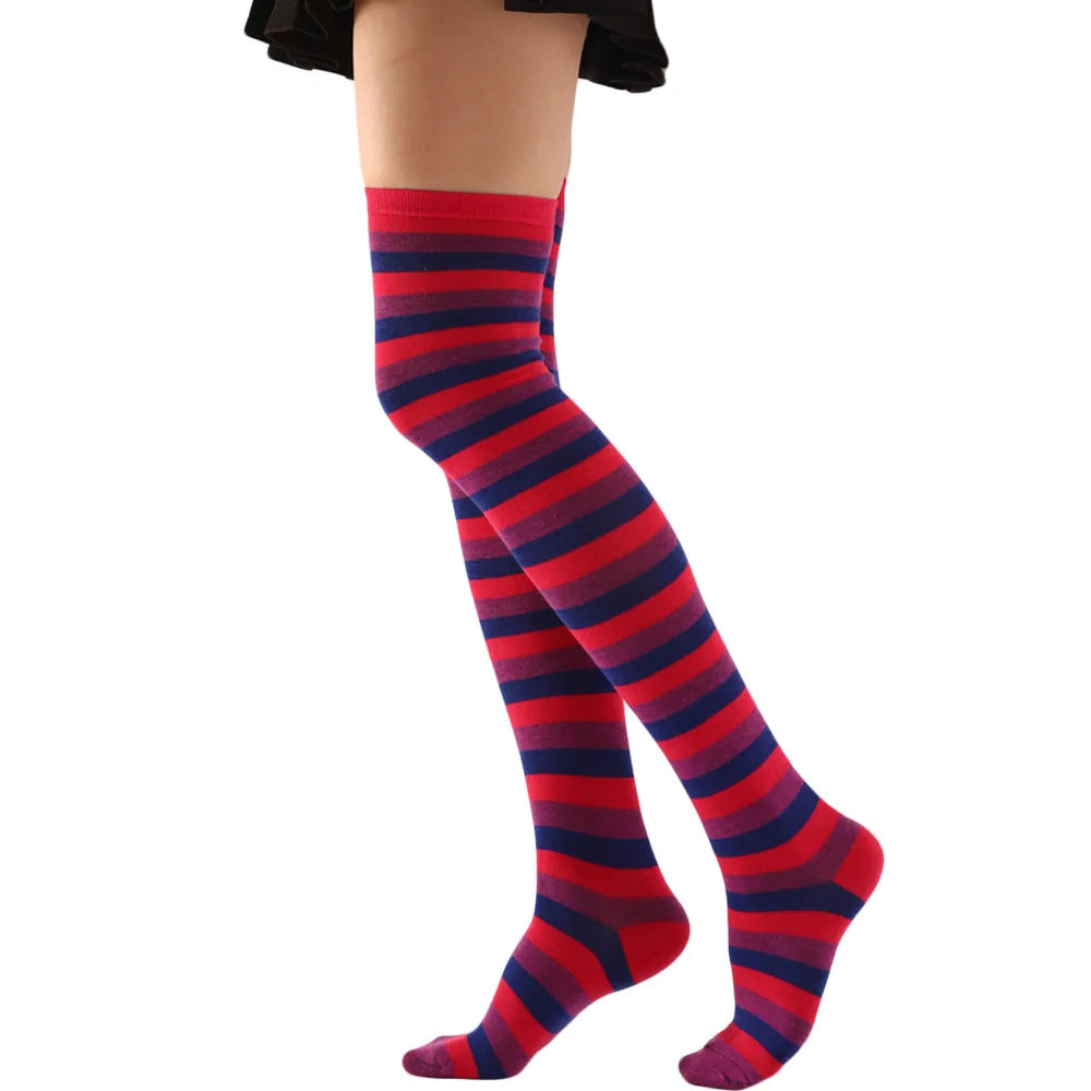 Thigh High Socks Long Boot Stockings Gifts Women Over Knee High Socks Fashion Colorful Striped Stockings