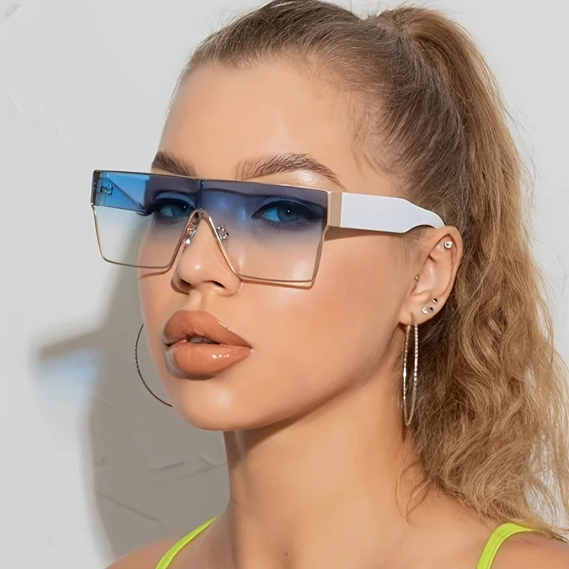 [Oversized Square Glasses] Men's & Women's Oversized Square Glasses - Large Metal Frame, -Tinted Lens,