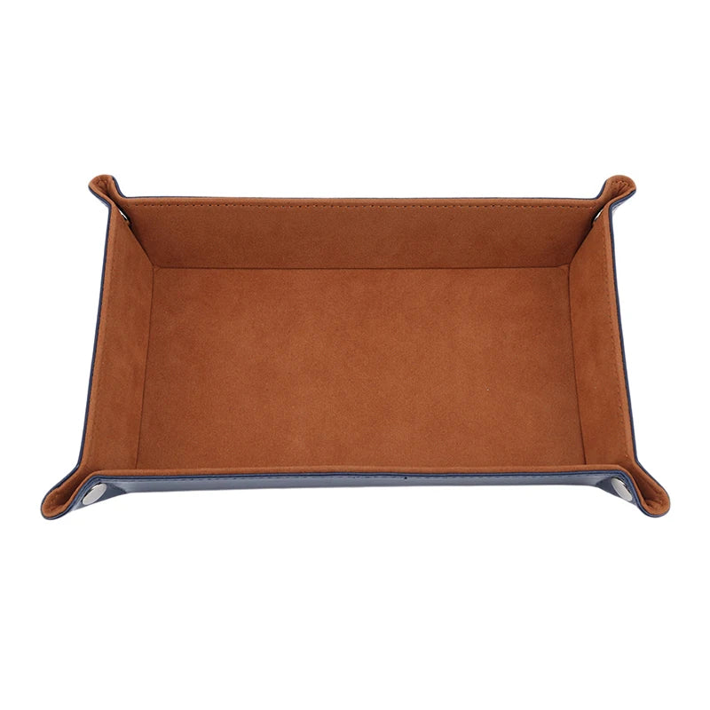 Earrings, Necklaces, Bracelets Jewelry Storage Tray Table Games Key Wallet Coin Trays Sundries Tray PU Leather Folding Dice Tray