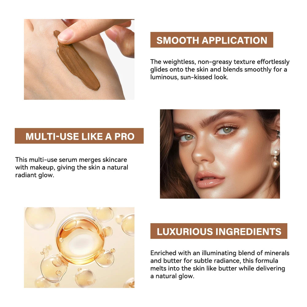 Butter Glow Bronzing Serum Innovative Nourishing Skincare Bronzing Drops for Radiant Natural Sunkissed Complexion Sunkissed Glow