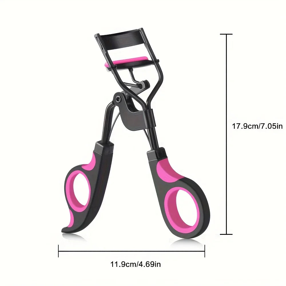 Women's Eyelash Curler Heavy-Duty & Ergonomic Handle with Contoured Design Black & Pink with Pink Tips Long-Lasting Lift