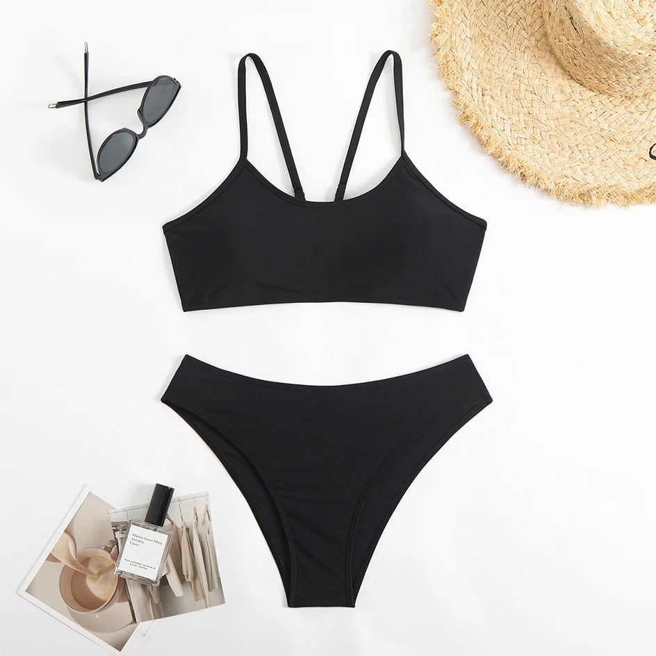 Sexy Woman Swimsuits 2026 Summer Swimwear Women's Bikinis for Female Two Pieces Beach Wear Solid Color Bikinis Set Bathing Suit