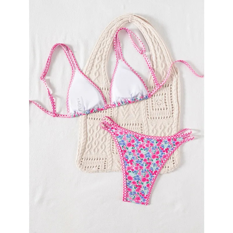 2026 Strappy String Bikinis Sexy Triangle Swimsuit Women Printed Swimwear Female Bathers Bathing Swimming Suit Beachwear Summer