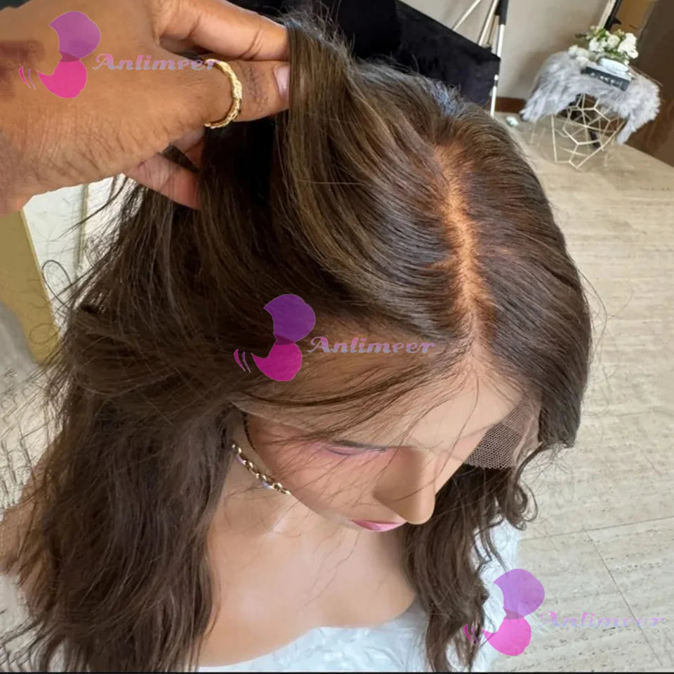 Glueless Full Lace Wigs Natural Wavy Dark Brown Human Hair HD Lace 13x6/360 Wigs With Natural Hairline 5x5 Silk Base Closure Wig