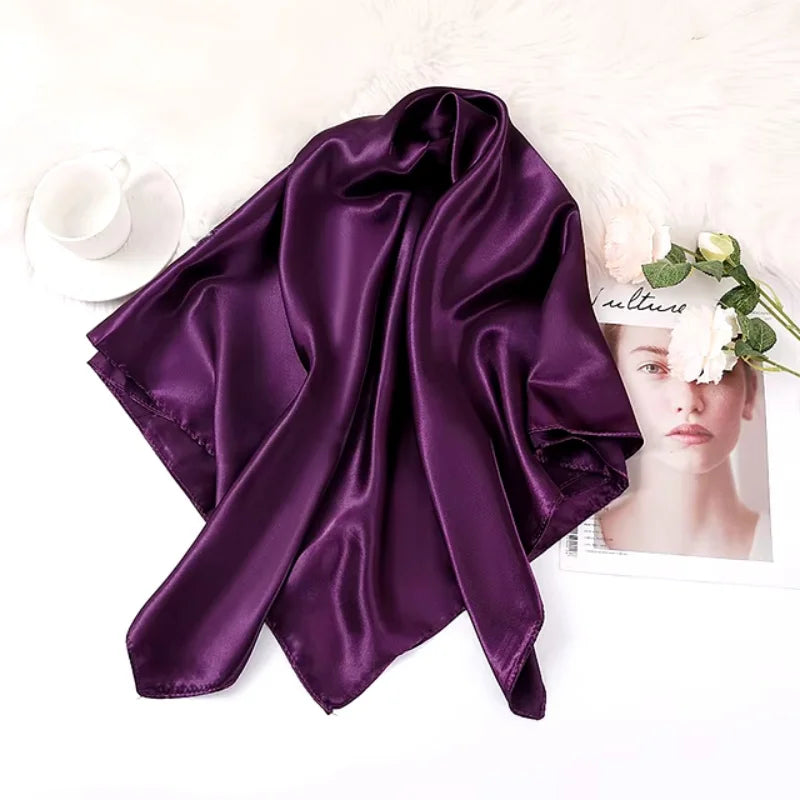 90x90cm Satin Scarf for Women, Elegant Square Silk-Like Head Scarf & Neck Wrap – Classic Luxury Accessory