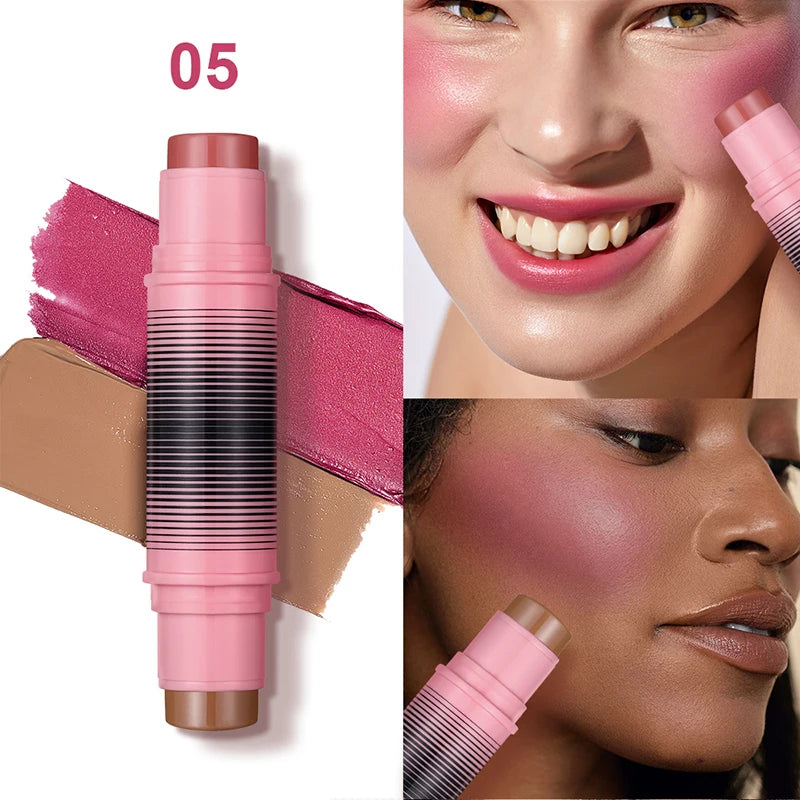 Blush and contour multi-purpose stick. Simplify your daily makeup routine. Each duo of powder blushes will enhance your look